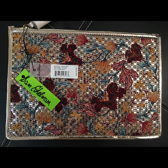 Sam Edelman Zip Tassel Pouch Rose Gold Tapestry - Picture 5 of 7